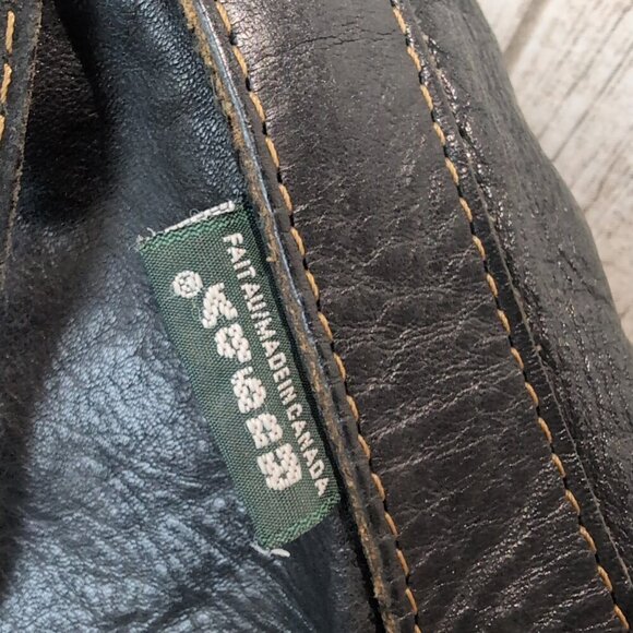 Rugby Bags Black Leather Vintage Made in Canada Draw String Bucket Bag - Picture 8 of 9